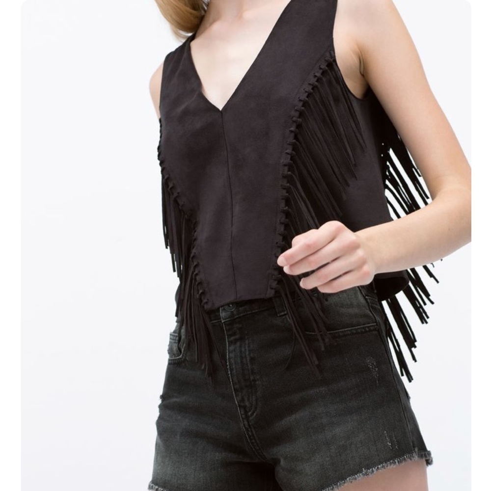 Zara Suede Fringe Shirt